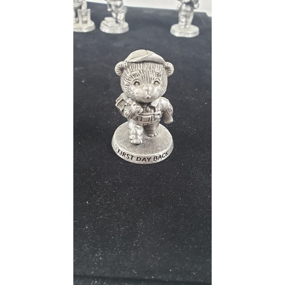 Vintage Avon Fine Pewter Lot of 4 School Days Bear Figurines 1983-1984 - Picture 7 of 14